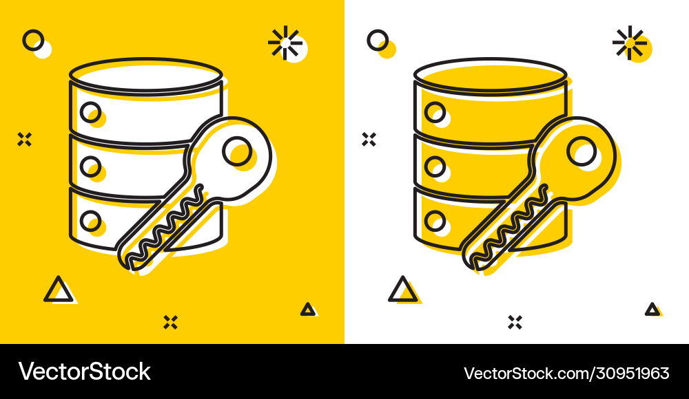 Black server security with key icon isolated Black server security with key icon isolated vector image