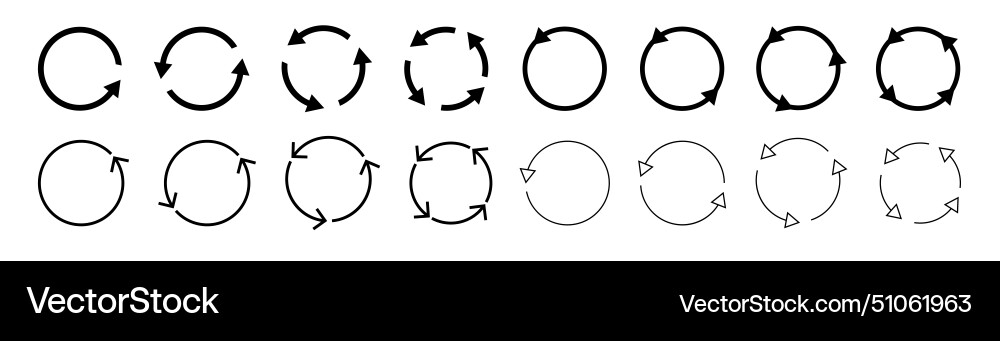 Circle arrow icon set circular refresh Vector Image