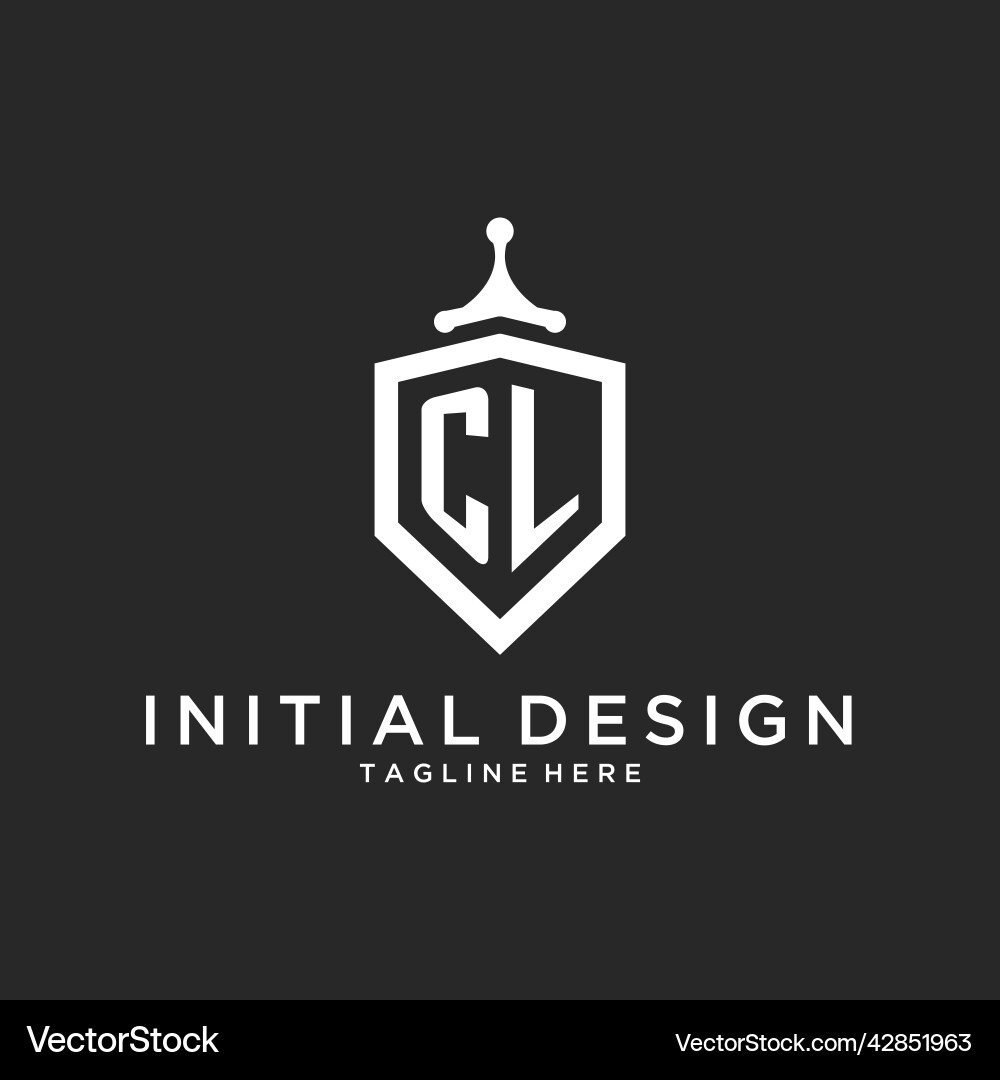 Cl monogram logo initial with shield guard shape Vector Image