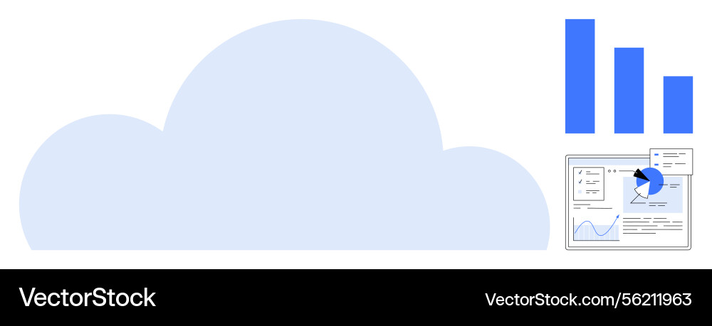 Cloud data analysis with blue bar graphs Cloud data analysis with blue bar graphs vector image