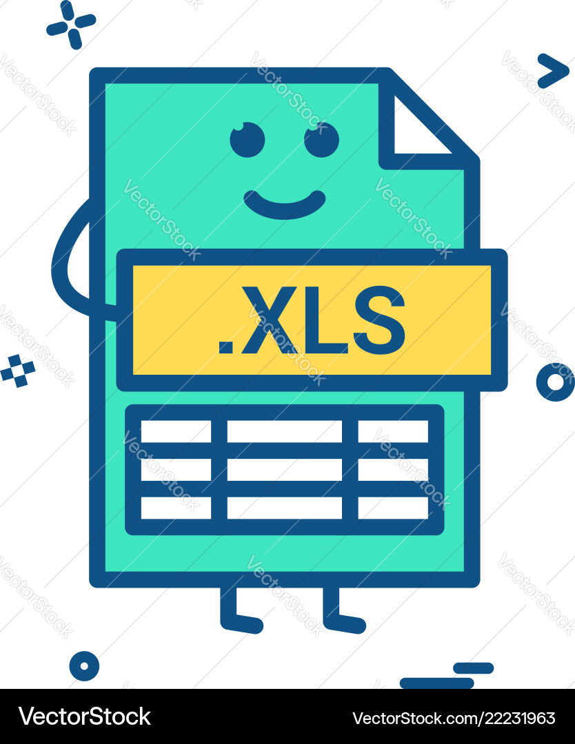 Computer xls file format type icon design Computer xls file format type icon design vector image