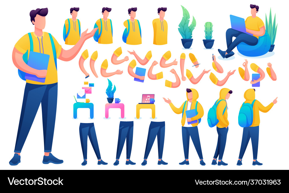 Constructor for creating a young men create your Constructor for creating a young men create your Vector Image