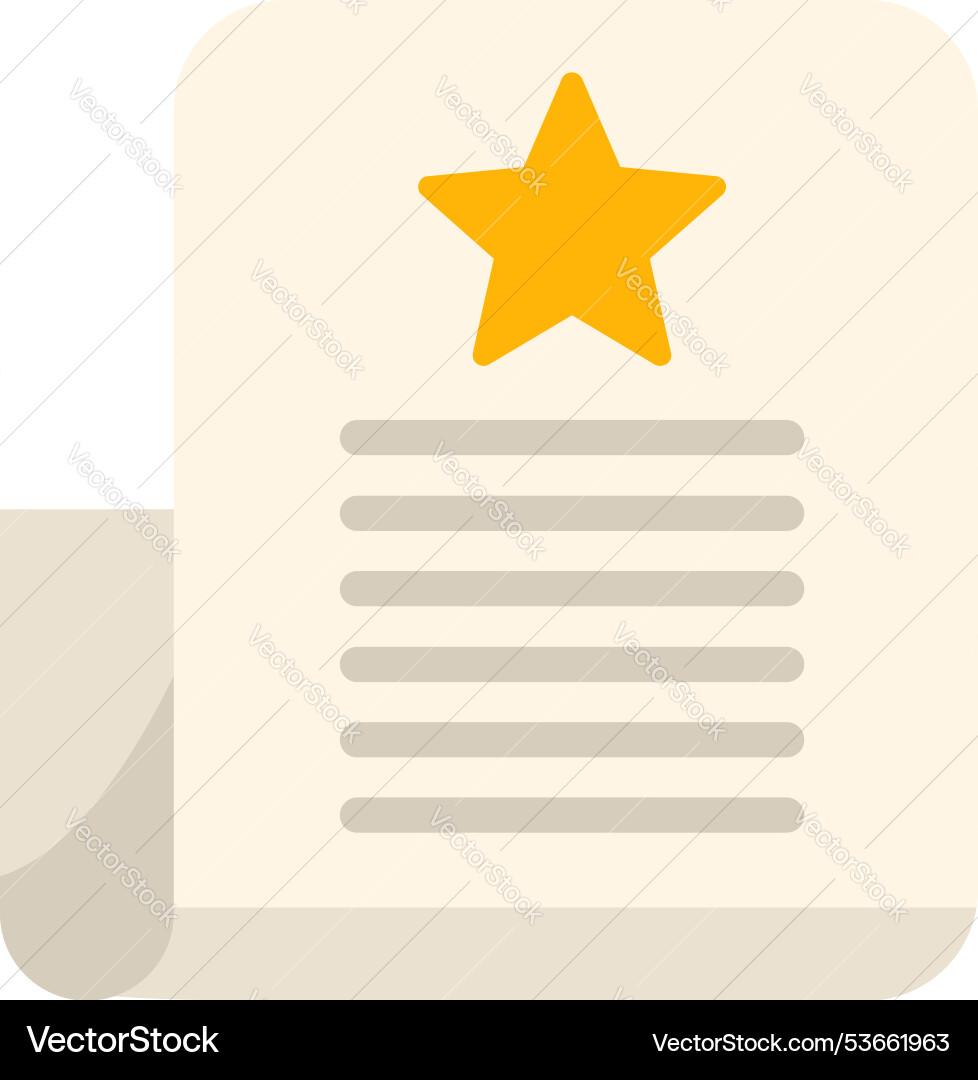 Document with star icon representing important vector image