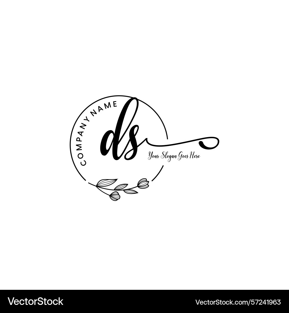 Elegant ds initial logo design with botanical Vector Image