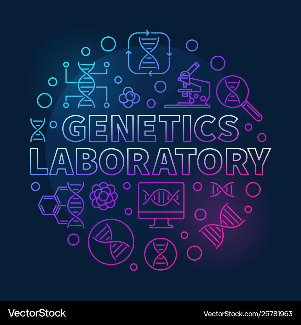 Genetics laboratory circular colored line Genetics laboratory circular colored line vector image