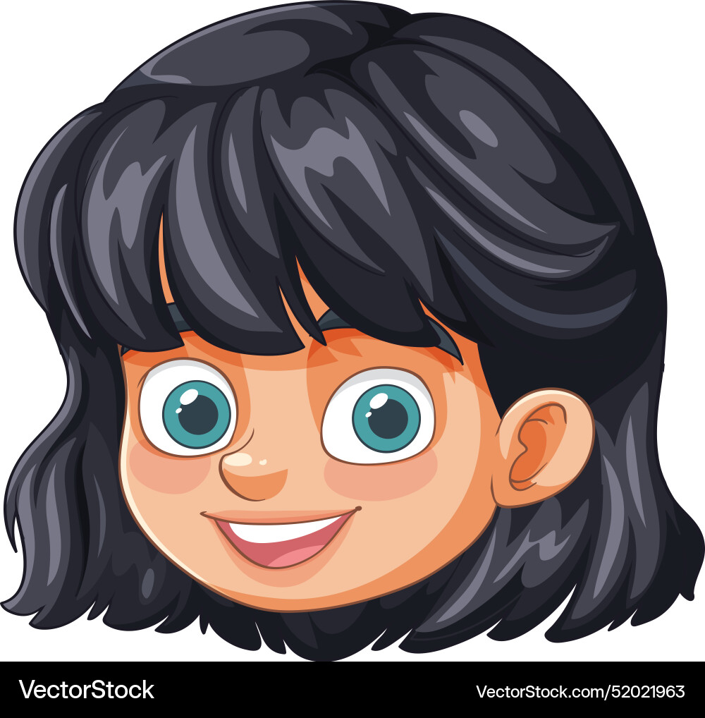 Glückliches Mädchen mit großen blauen Augen lächeln Glückliches Mädchen mit großen blauen Augen lächeln vektorbild