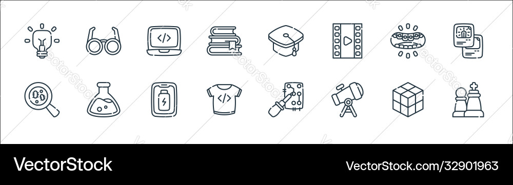 Nerd line icons linear set quality Nerd line icons linear set quality vector image
