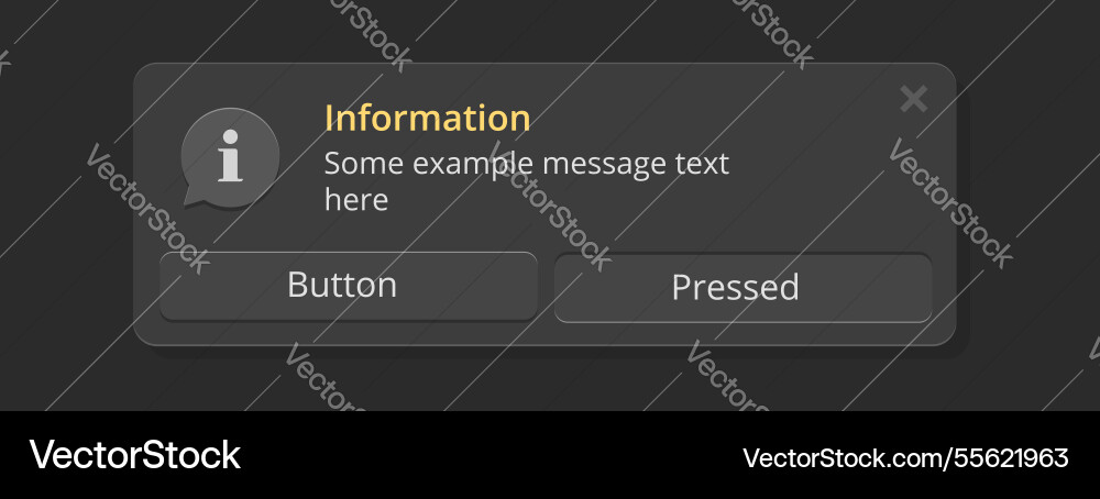 Notifications notice ui interface window for dark Notifications notice ui interface window for dark vector image