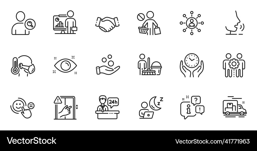 Outline set of stop shopping find user Outline set of stop shopping find user Vector Image