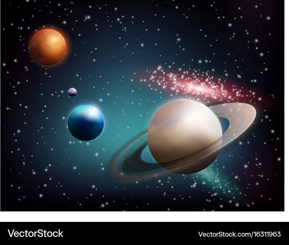 Planet set realistic composition vector image