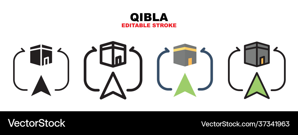 Qibla icon set with different styles Qibla icon set with different styles vector image