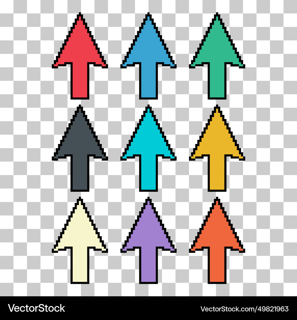 Satz von Pfeil Pixel Symbol Web Cursor klicken Maus Satz von Pfeil Pixel Symbol Web Cursor klicken Maus vektorbild