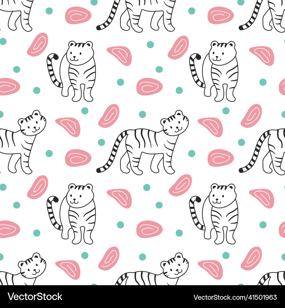 Seamless pattern with simple shaped tigers Seamless pattern with simple shaped tigers Vector Image