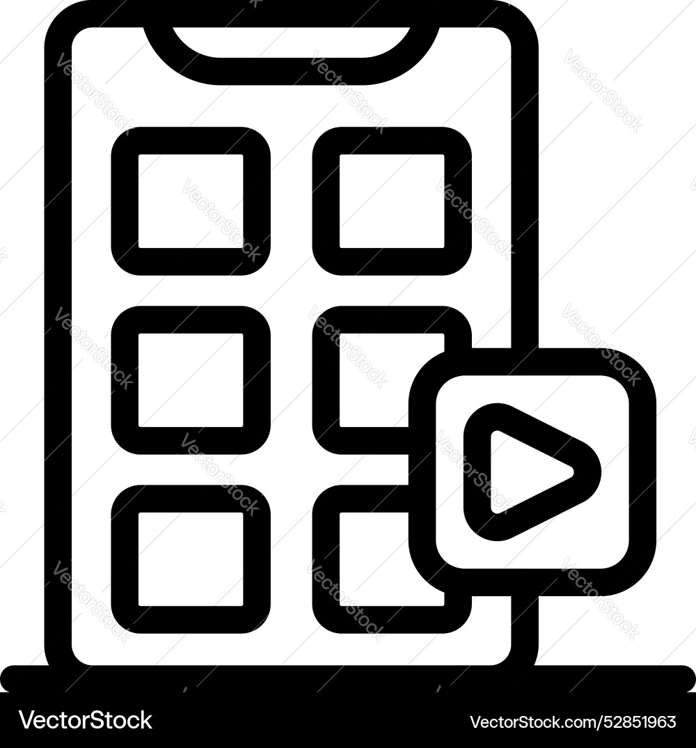 Smartphone showing video player app icon Smartphone showing video player app icon vector image