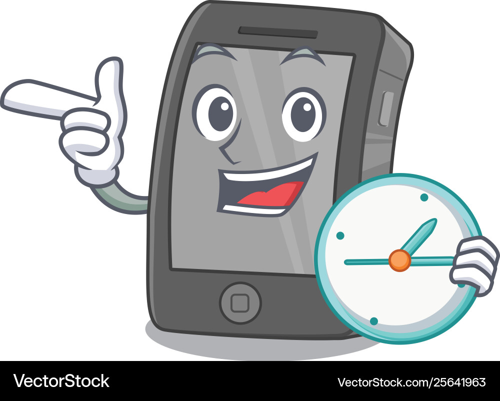 With clock ipad isolated in character With clock ipad isolated in character Vector Image