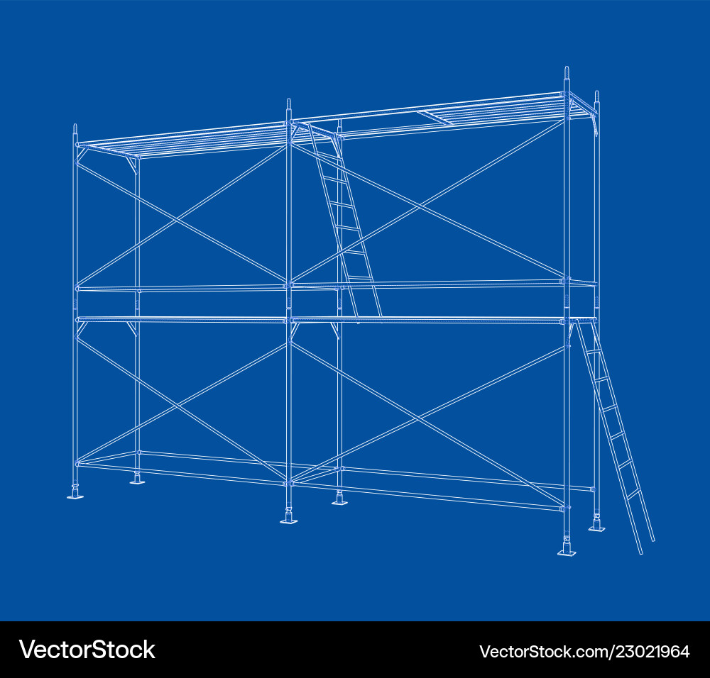 3d outline scaffold rendering of vector image