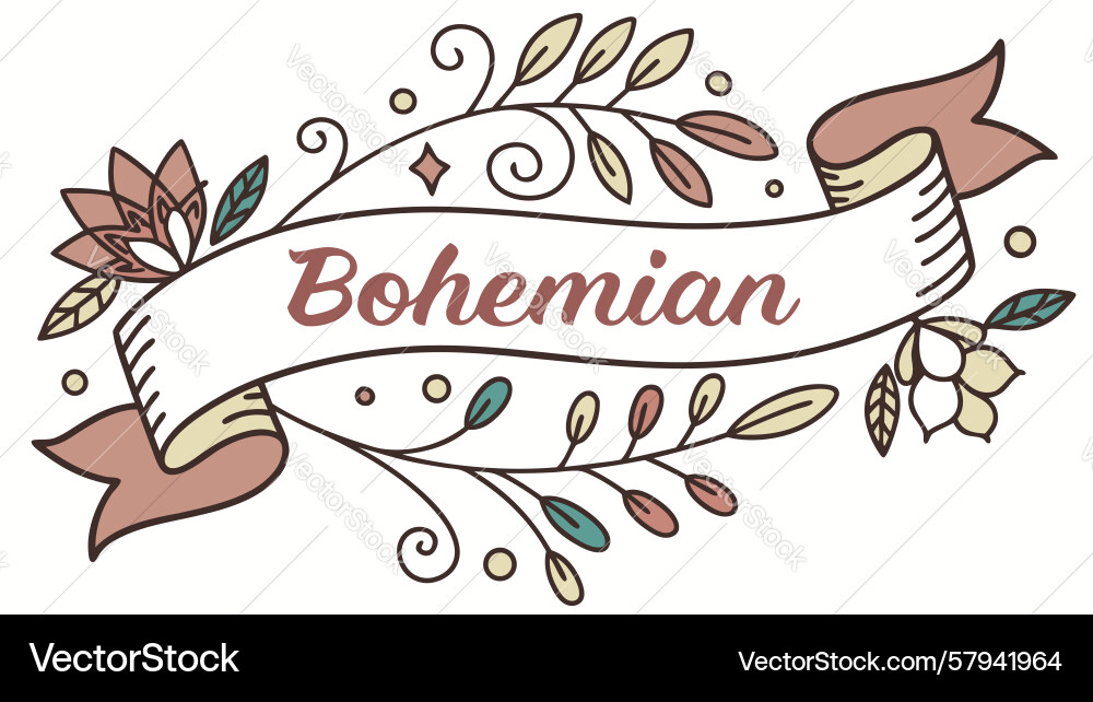 Bohemian Script Banner Vector Image