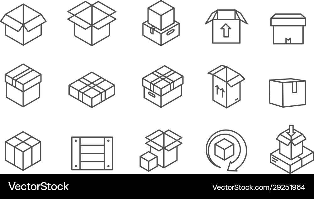 Box Linie Icons Kartons Versandverpackung Box Linie Icons Kartons Versandverpackung vektorbild