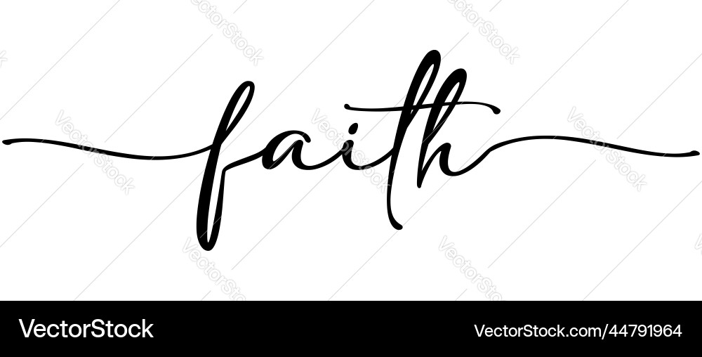 Faith christmas christian word continuous line art vector image