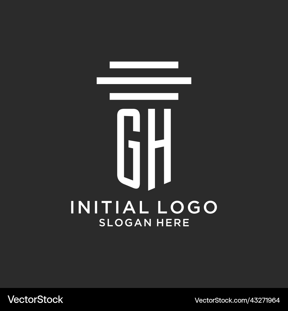 Gh initials with simple pillar logo design Vector Image