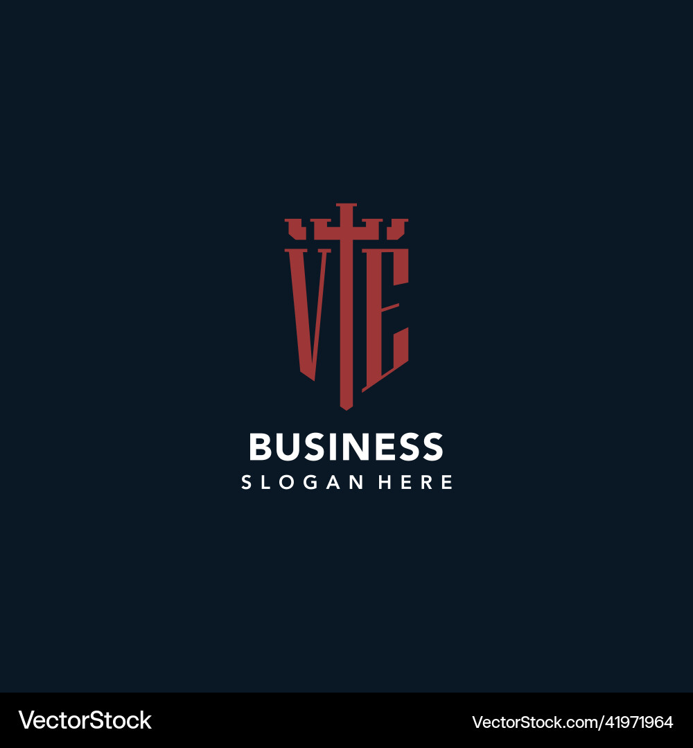 Initial monogram logos with sword and shield Vector Image