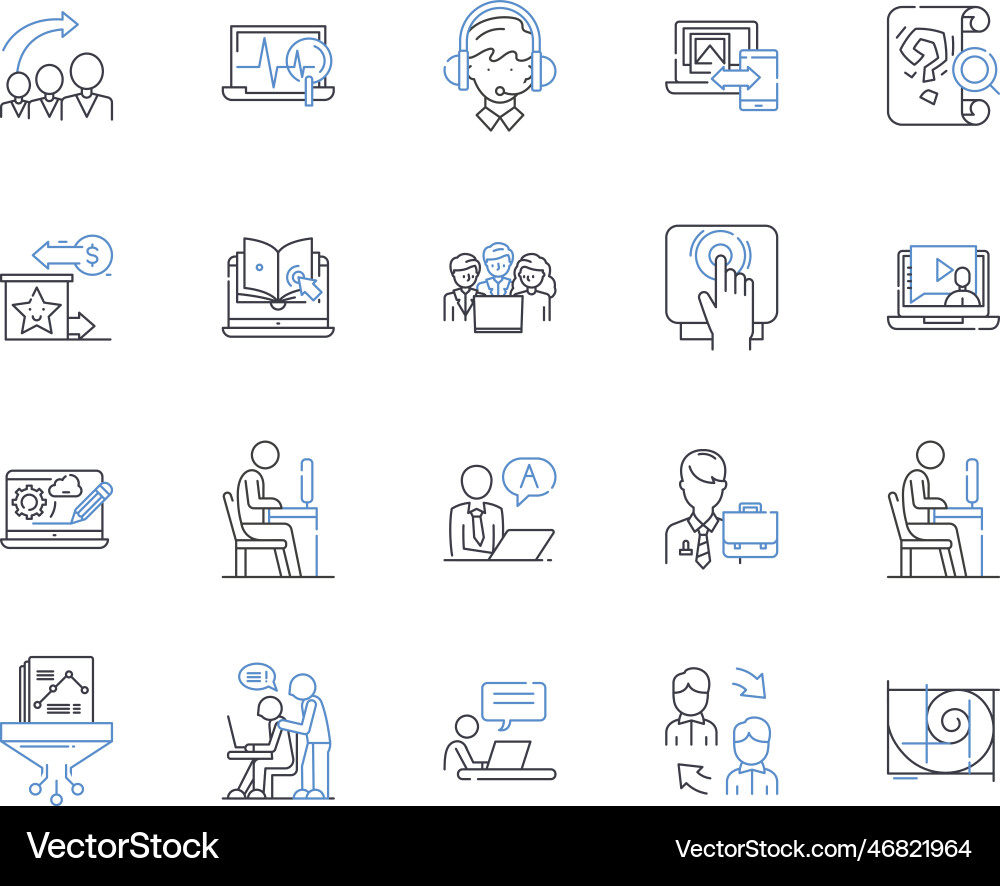Interview and conversation line icons collection vector image