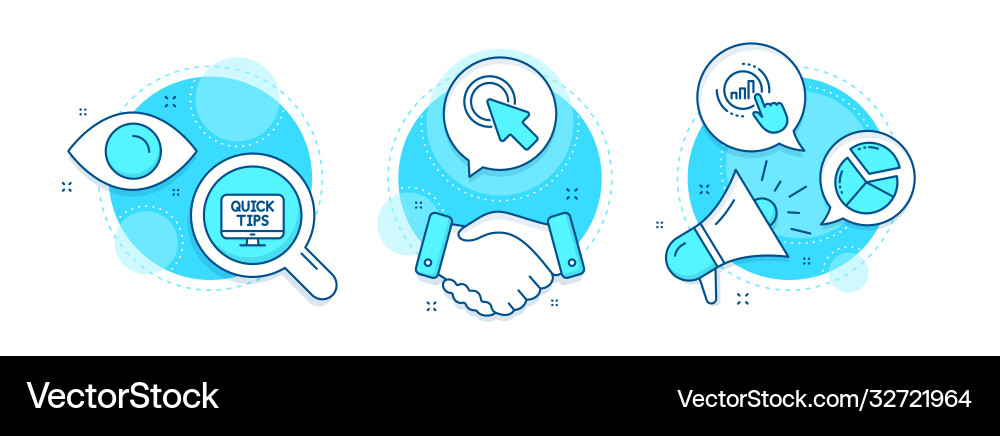 Klicken Sie hier Pie-Chart und Web-Tutorials-Symbole Set vektorbild