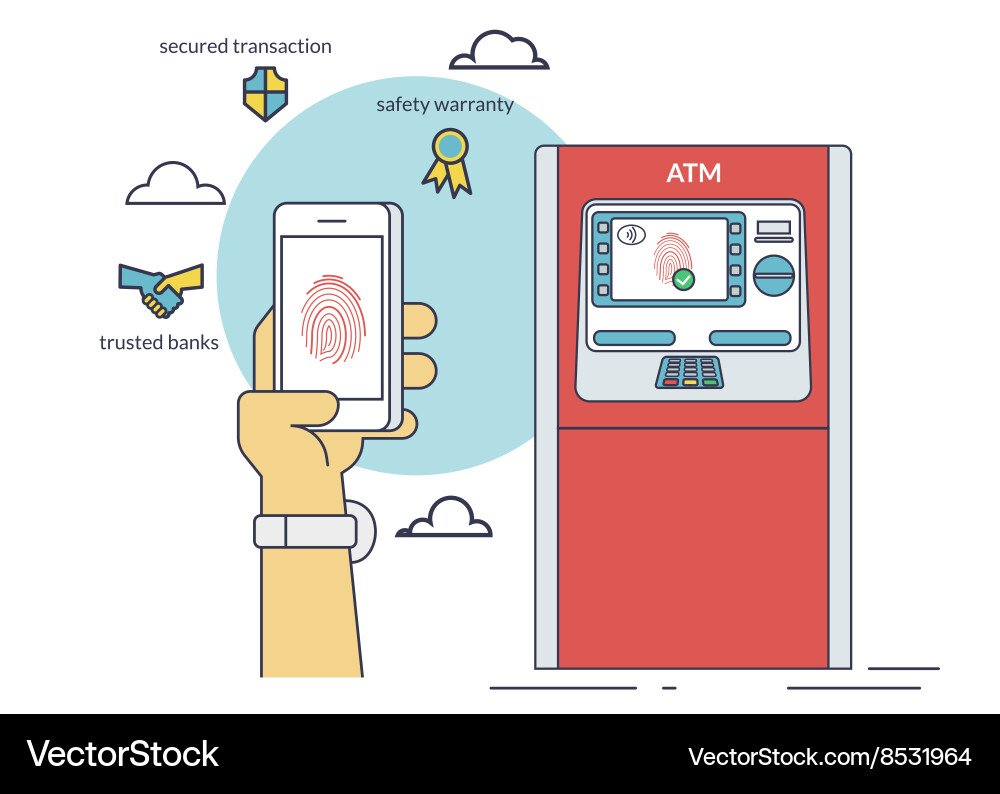 Mobile access to atm via smartphone using Vector Image