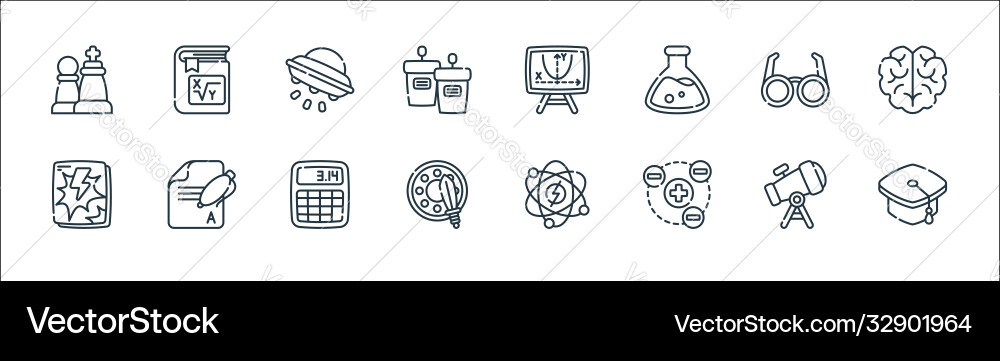 Nerd line icons linear set quality Nerd line icons linear set quality vector image