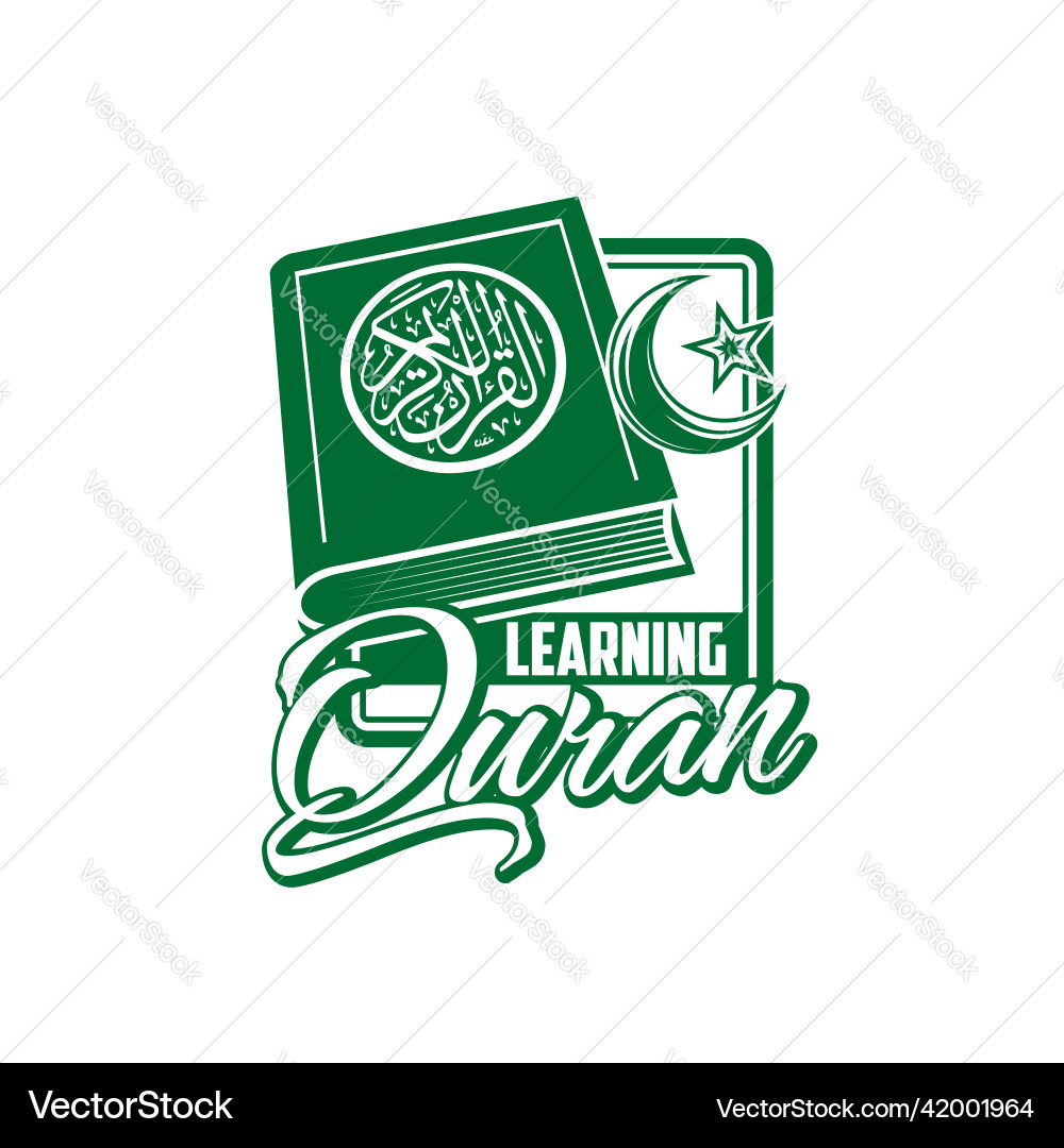 Quran learning icon holy book of islam religion Quran learning icon holy book of islam religion vector image