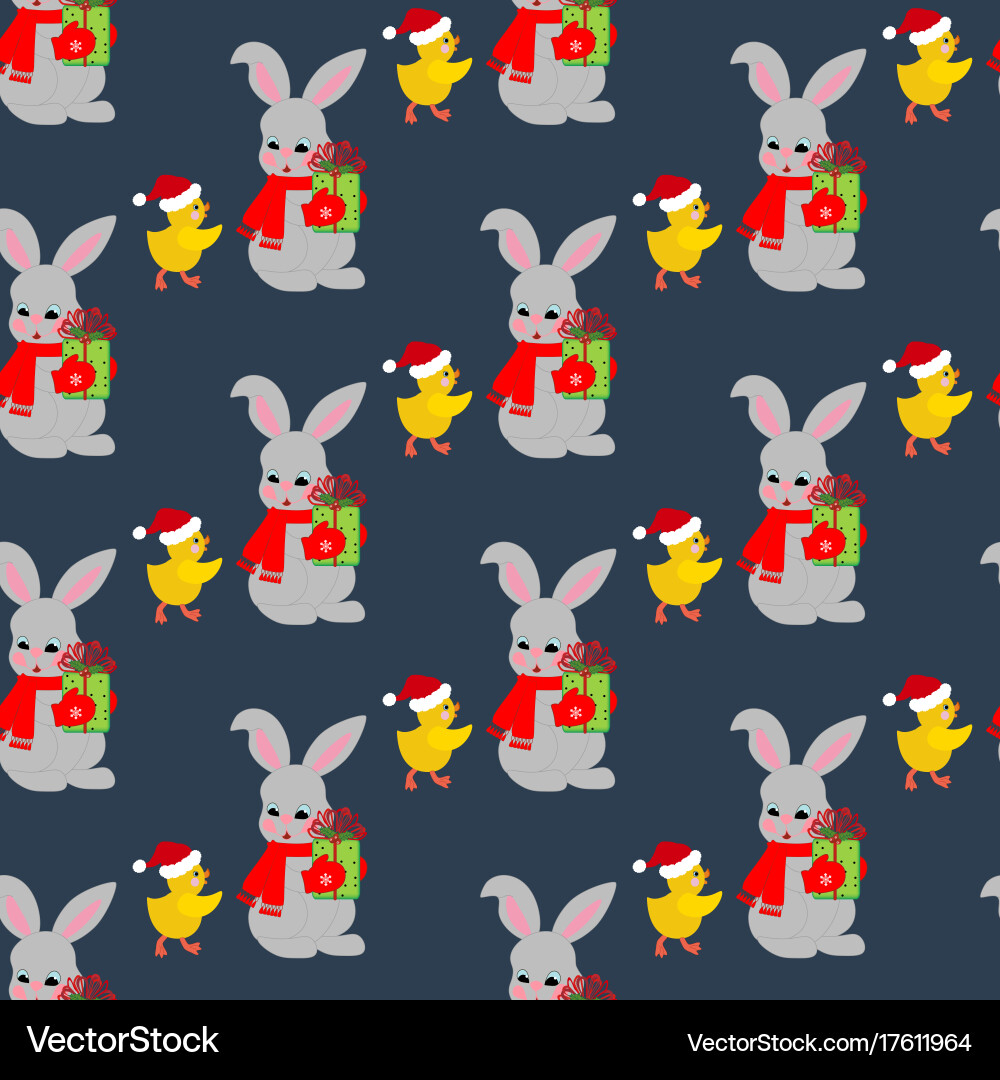 Rabbit and chicken pattern vector image