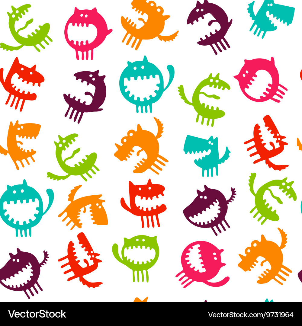 Seamless pattern with monsters Vector Image