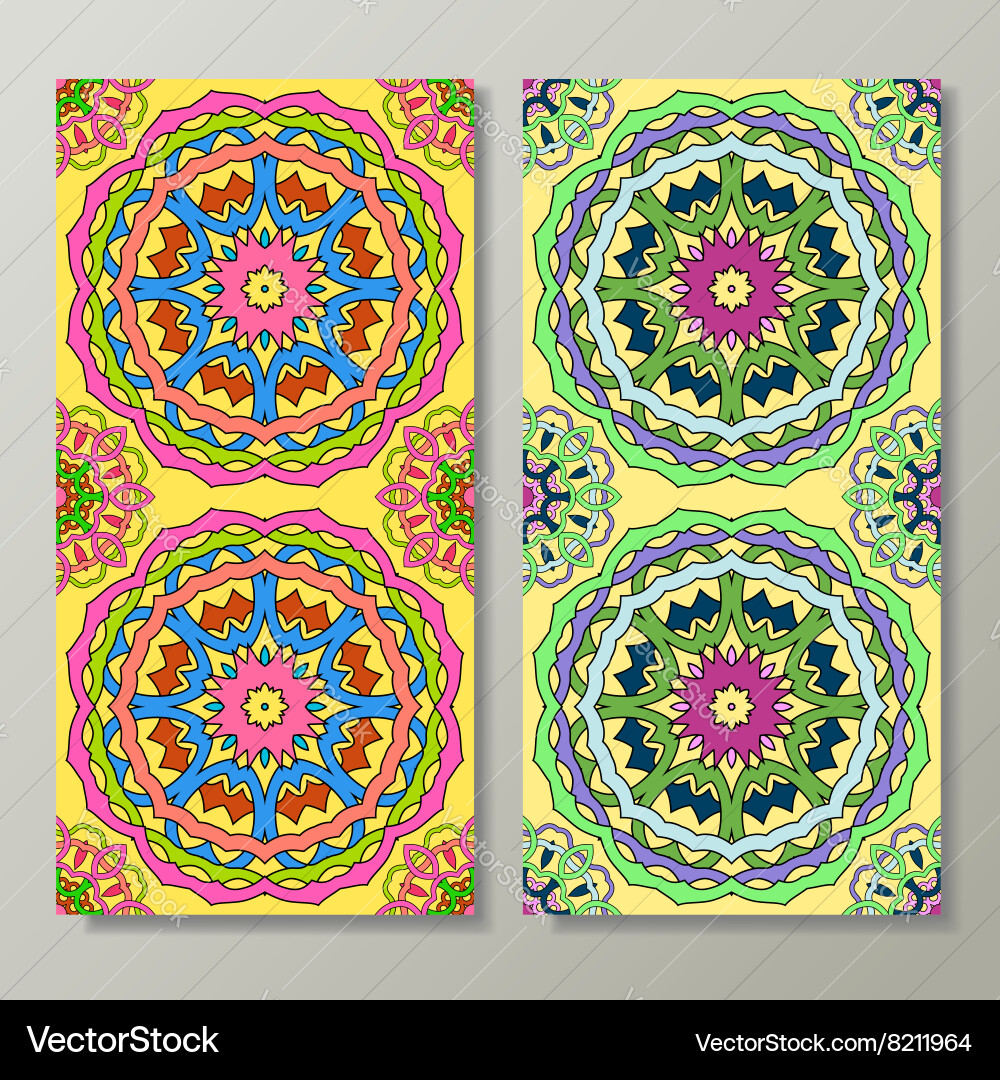 Seamless vertical patterns set with hand drawn tex vector image