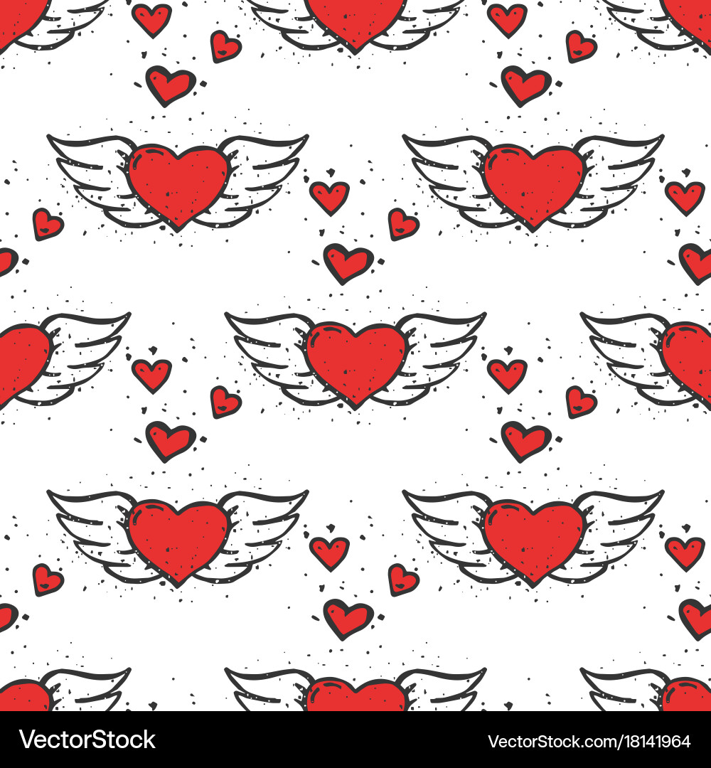 Simple red heart sharp seamless pattern vector image