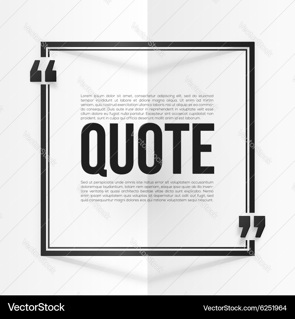 White Quote Frame with Black Border Vector Image