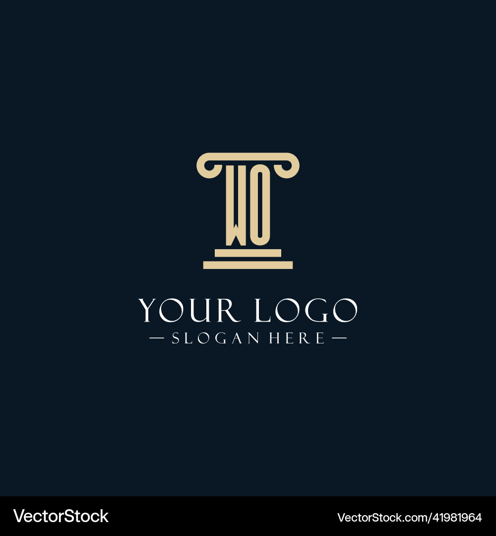 Wo initial monogram logos with pillar shapes style Vector Image