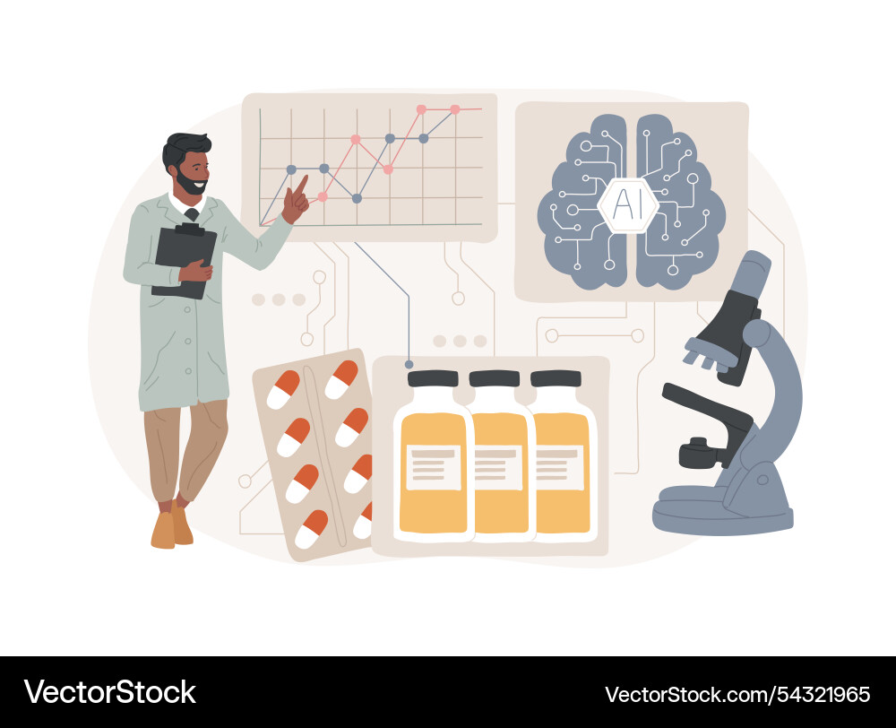 Ai-enhanced drug discovery abstract concept Ai-enhanced drug discovery abstract concept vector image