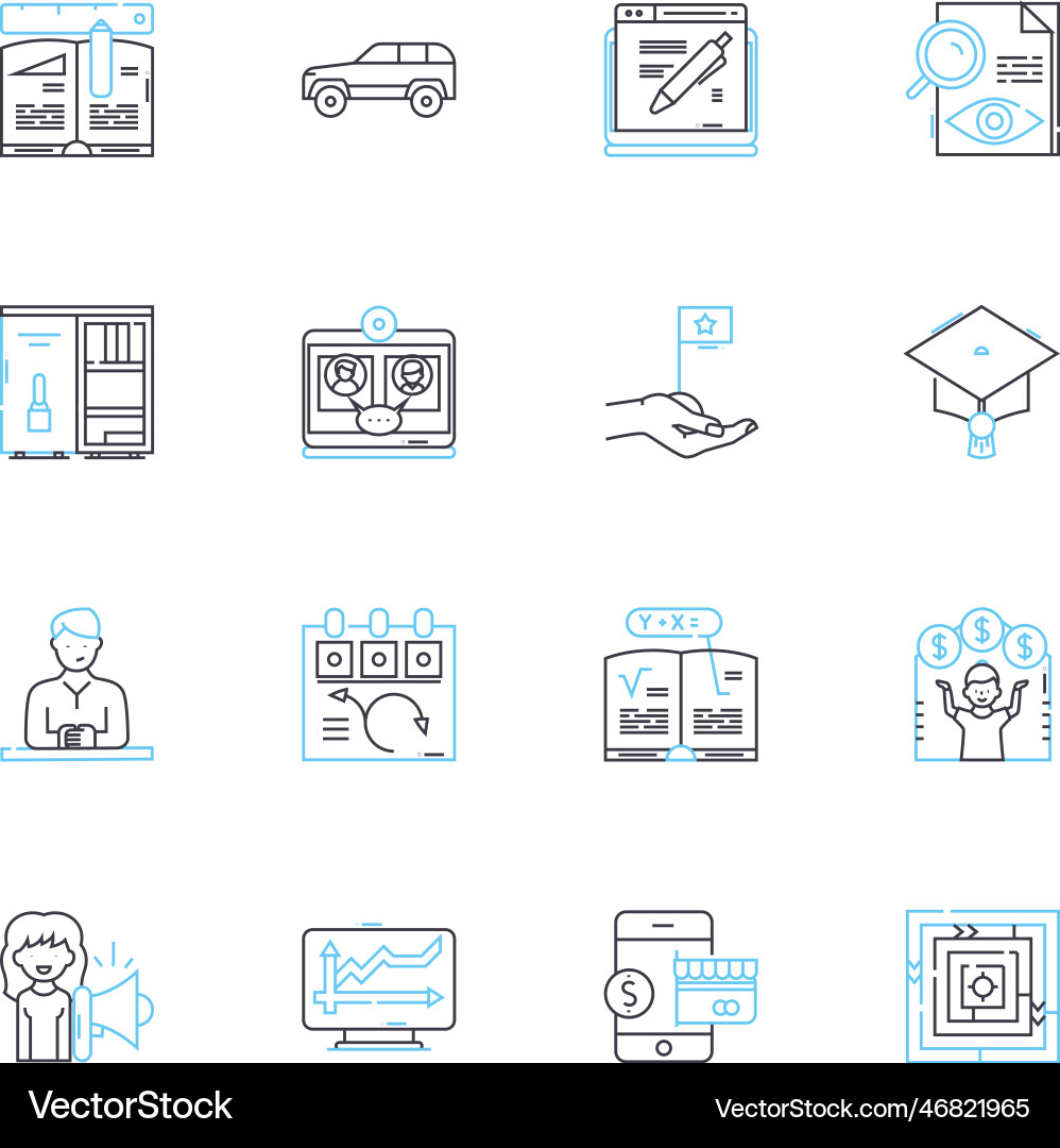 Basic principle linear icons set fundamentals Basic principle linear icons set fundamentals Vector Image