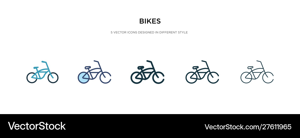Bikes icon in different style two colored Vector Image