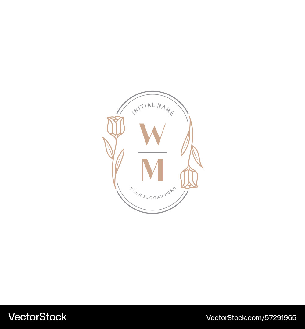 Botanical monogram logos with initial wm Vector Image