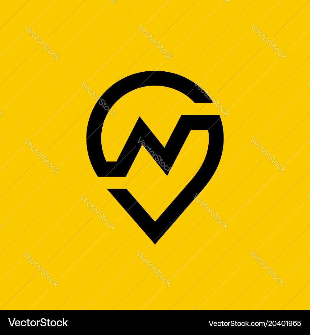 Buchstaben n Geotag-Logo-Icon-Design-Tempelelemente Vektorbild