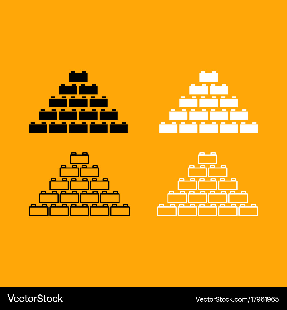 Building block black and white set icon vector image