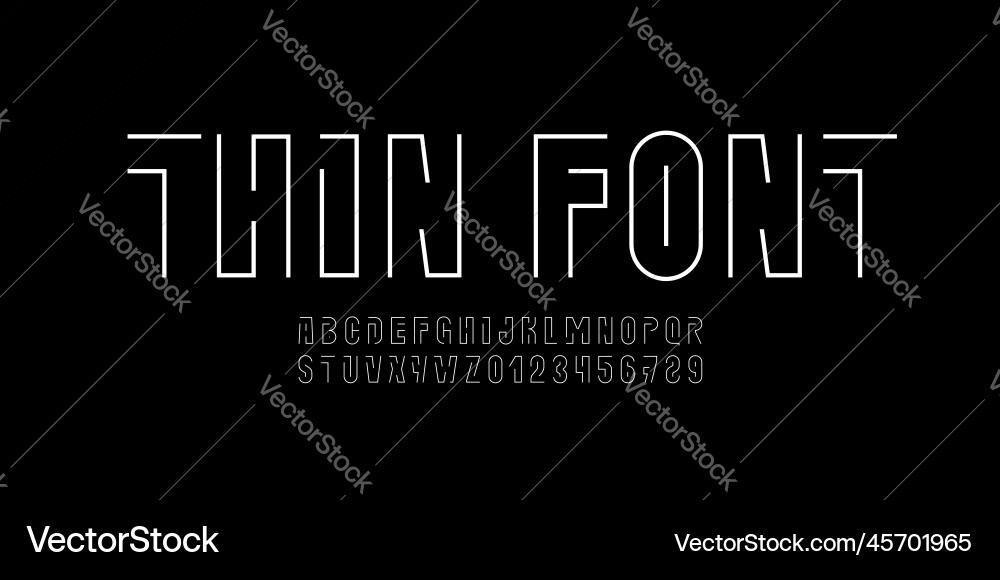 Digital font alphabet from with line minimal Digital font alphabet from with line minimal Vector Image