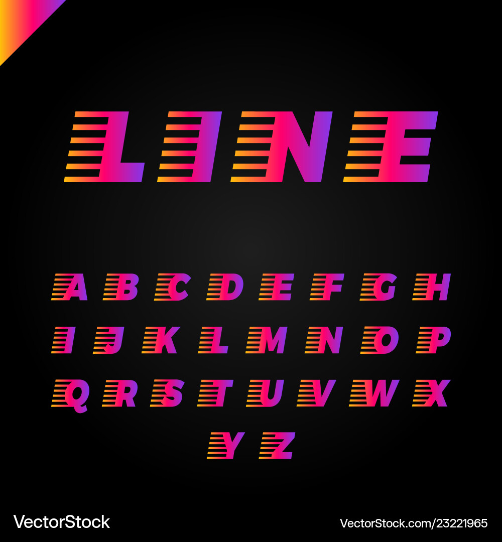 Express service font fast speed lines alphabet vector image