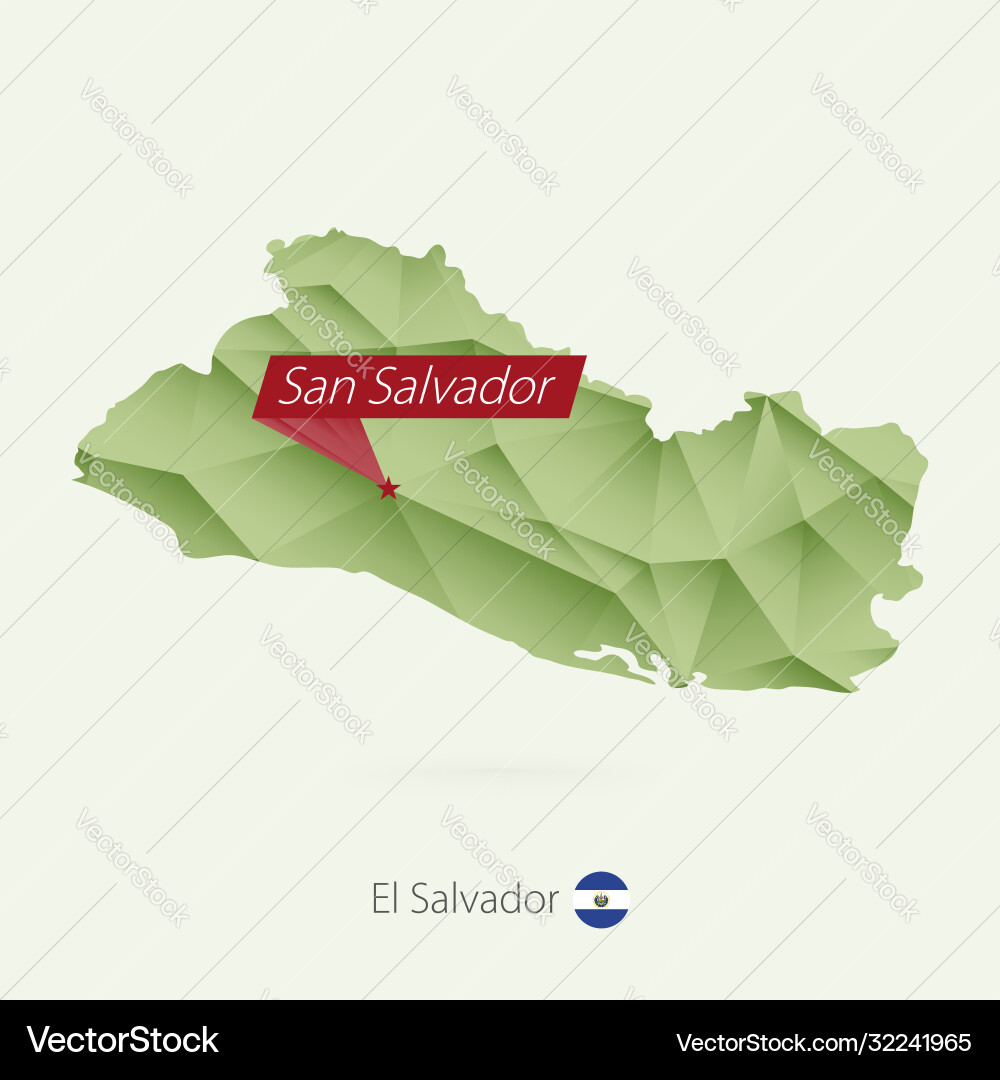 Grüner Gradient niedrig poly map el salvador Grüner Gradient niedrig poly map el salvador vektorbild