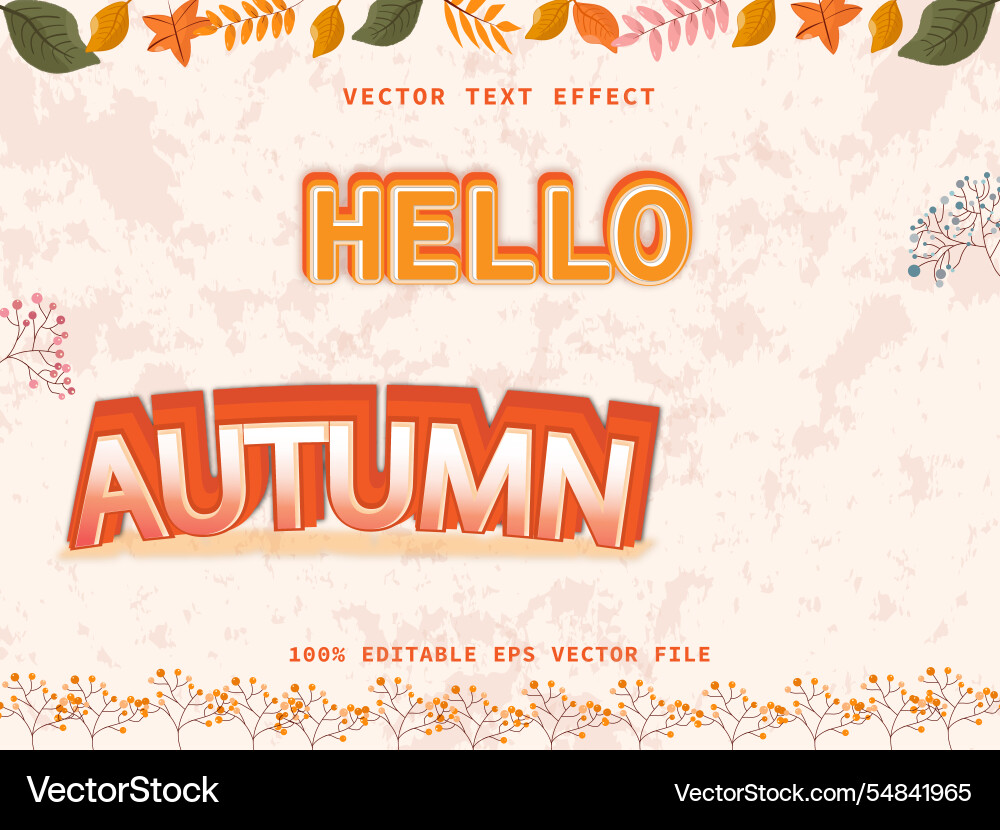 Hello autumn editable text effect template style Hello autumn editable text effect template style vector image