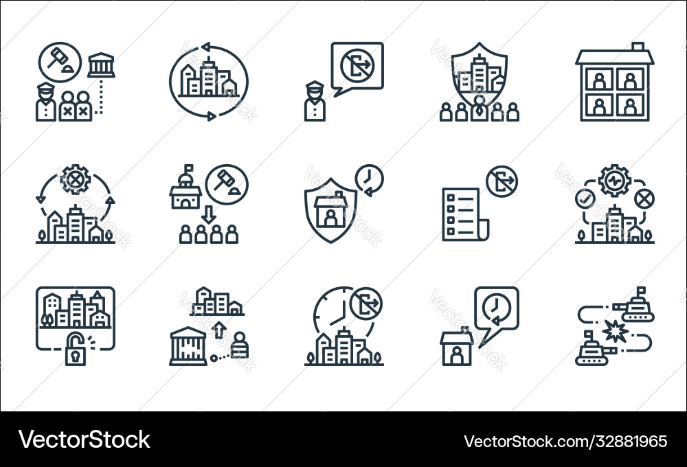 Lockdown line icons linear set quality Vector Image
