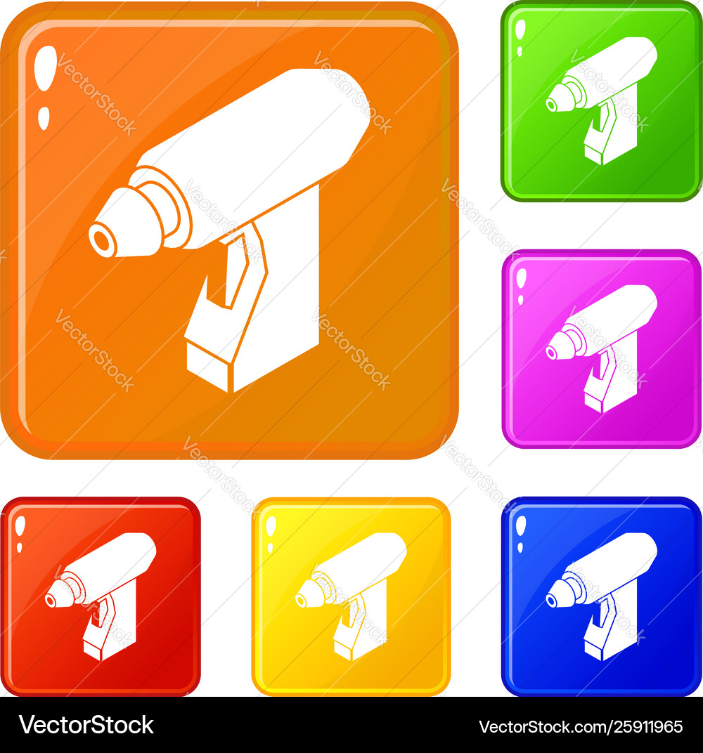 Manual welding torch icons set color Manual welding torch icons set color vector image