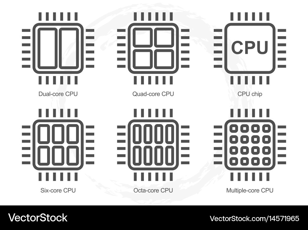 Multi-Core CPU Icon Set vector image