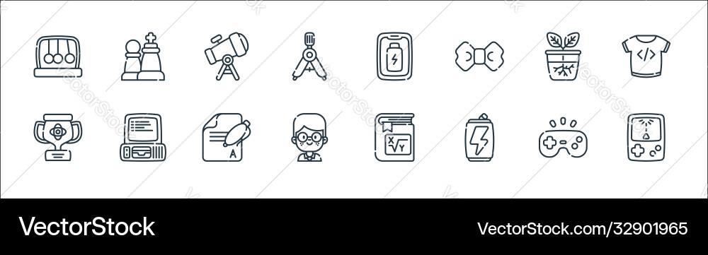 Nerd line icons linear set quality Nerd line icons linear set quality vector image